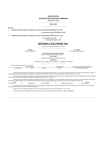 Thumbnail Motorola Solutions
 10-Q Quarterly Report FY2023 