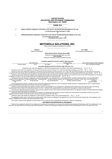 Thumbnail Motorola Solutions
 10-K Annual Report 2024