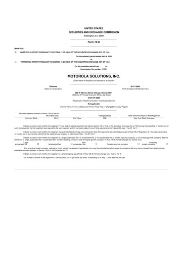 Thumbnail Motorola Solutions
 10-Q Quarterly Report FY 