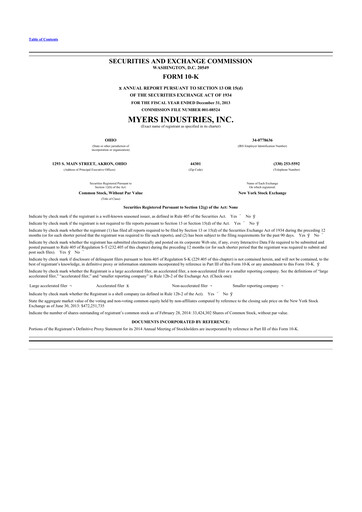 Thumbnail Myers Industries 10-K Annual Report 2013
