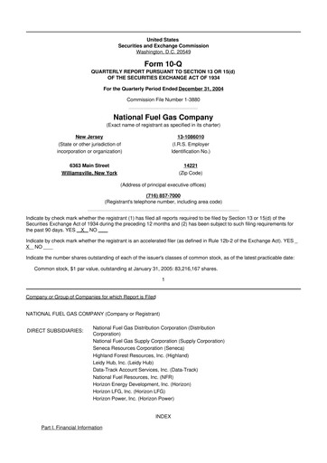 Thumbnail National Fuel Gas
 10-Q Quarterly Report FY 