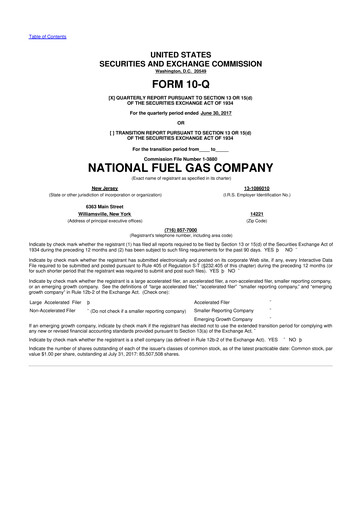Thumbnail National Fuel Gas
 10-Q Quarterly Report FY2017 