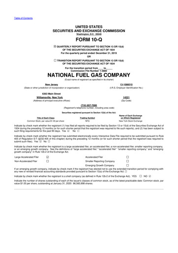 Thumbnail National Fuel Gas
 10-Q Quarterly Report FY2020 