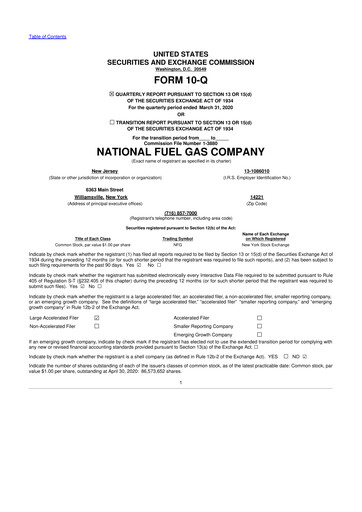 Thumbnail National Fuel Gas
 10-Q Quarterly Report FY2020 