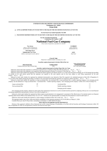 Thumbnail National Fuel Gas
 10-K Annual Report 2020