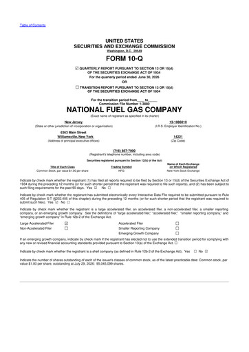 Miniature National Fuel Gas
 10-Q Rapport trimestriel 2026 