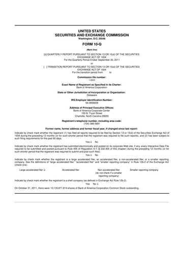 Vorschaubild Bank of America  10-Q Quartalsbericht 2011 