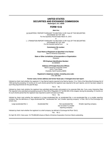 Vorschaubild Bank of America  10-Q Quartalsbericht 2012 