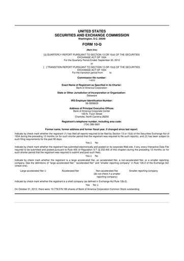 Vorschaubild Bank of America  10-Q Quartalsbericht 2012 