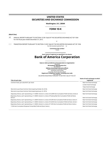 Thumbnail Bank of America  10-K Annual Report 2012