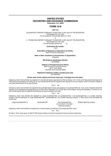 Vorschaubild Bank of America  10-Q Quartalsbericht 2013 