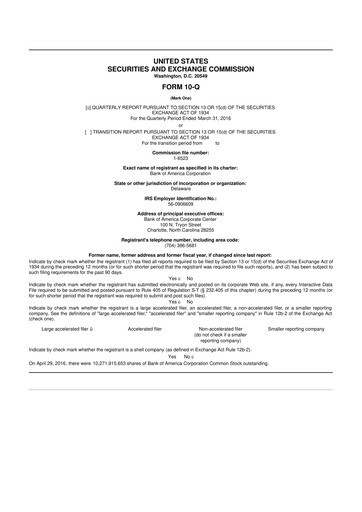 Vorschaubild Bank of America  10-Q Quartalsbericht 2016 