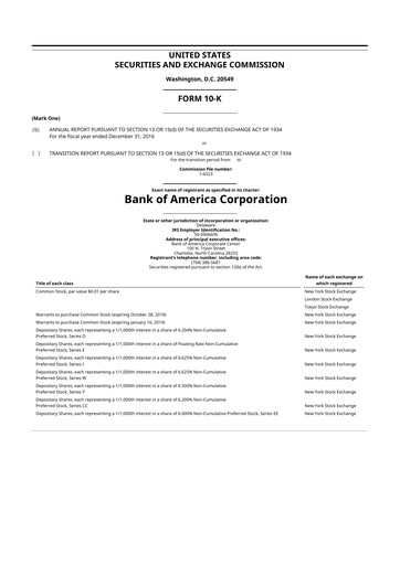 Thumbnail Bank of America  10-K Annual Report 2016