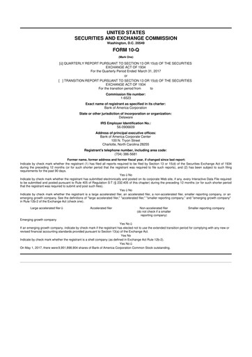 Vorschaubild Bank of America  10-Q Quartalsbericht 2017 
