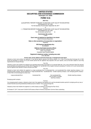 Vorschaubild Bank of America  10-Q Quartalsbericht 2017 