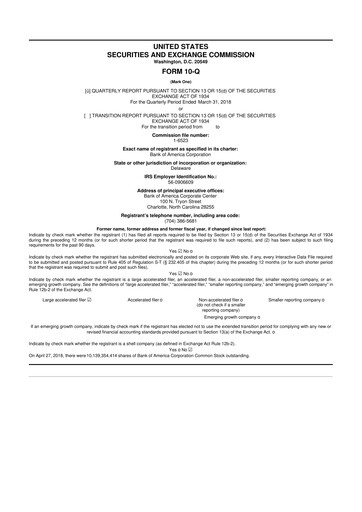Vorschaubild Bank of America  10-Q Quartalsbericht 2018 