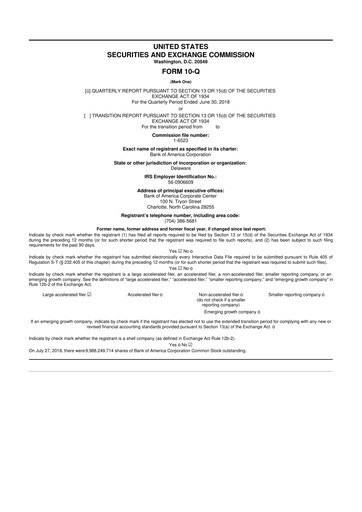 Vorschaubild Bank of America  10-Q Quartalsbericht 2018 