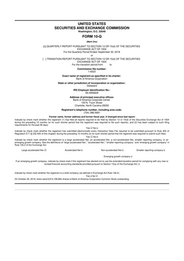 Vorschaubild Bank of America  10-Q Quartalsbericht 2018 