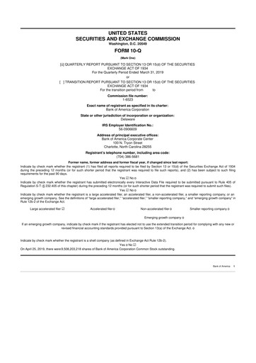 Vorschaubild Bank of America  10-Q Quartalsbericht 2019 