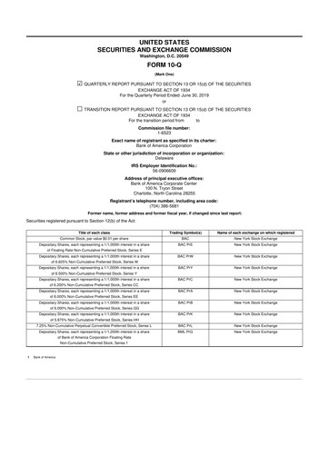 Vorschaubild Bank of America  10-Q Quartalsbericht 2019 