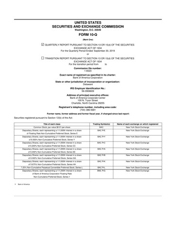Vorschaubild Bank of America  10-Q Quartalsbericht 2019 