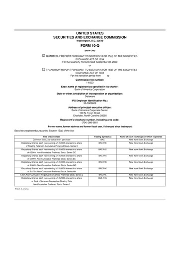 Vorschaubild Bank of America  10-Q Quartalsbericht 2020 