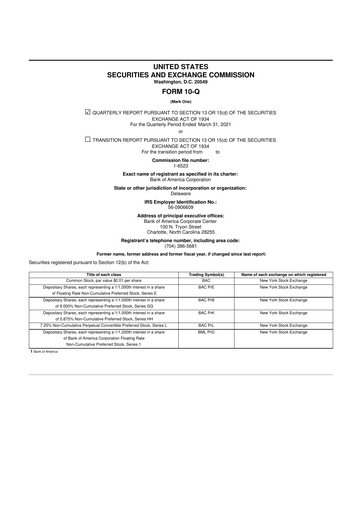 Vorschaubild Bank of America  10-Q Quartalsbericht 2021 