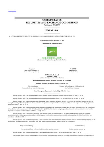 Vorschaubild NCR Voyix Corporation 10-K Jahresbericht 2016