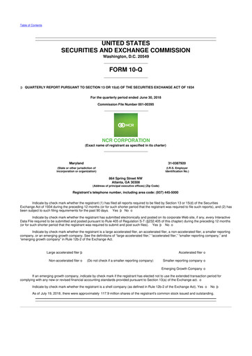 Vorschaubild NCR Voyix Corporation 10-Q Quartalsbericht 2018 