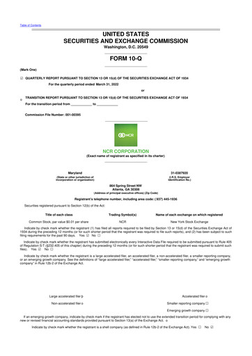 Vorschaubild NCR Voyix Corporation 10-Q Quartalsbericht 2022 