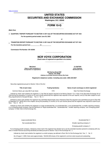 Vorschaubild NCR Voyix Corporation 10-Q Quartalsbericht 2025 
