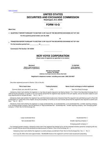 Thumbnail NCR Voyix Corporation 10-Q Quarterly Report FY2026 