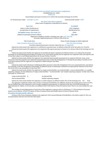 Thumbnail New York Times 10-K Annual Report 2011