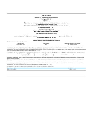 Thumbnail New York Times 10-Q Quarterly Report FY2024 