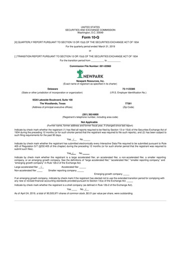 Thumbnail NPK International 10-Q Quarterly Report FY2019 