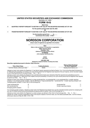 Thumbnail Nordson 10-Q Quarterly Report FY2022 