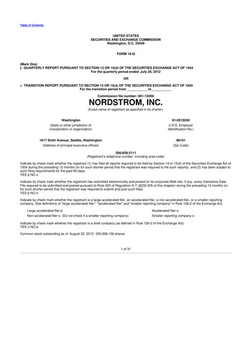 Thumbnail Nordstrom 10-Q Quarterly Report FY2012 
