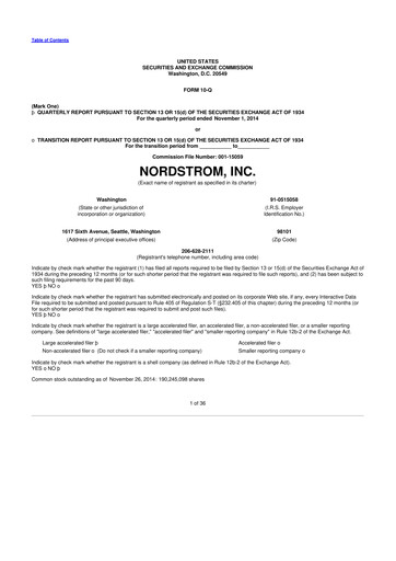 Thumbnail Nordstrom 10-Q Quarterly Report FY2014 