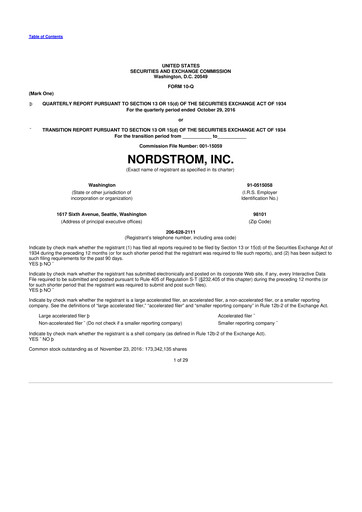 Thumbnail Nordstrom 10-Q Quarterly Report FY2016 