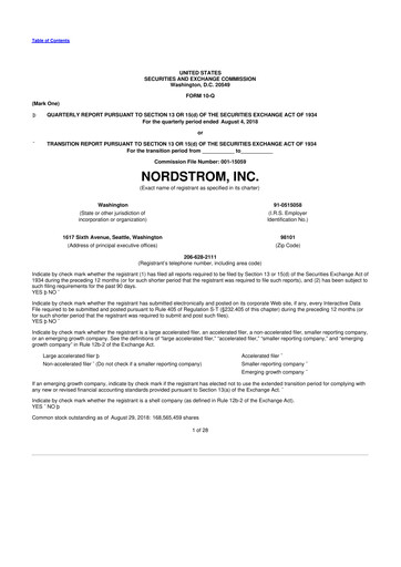 Thumbnail Nordstrom 10-Q Quarterly Report FY2018 