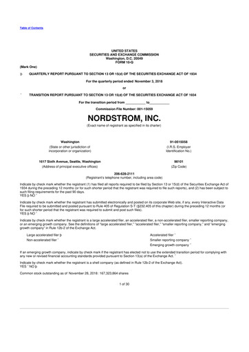 Thumbnail Nordstrom 10-Q Quarterly Report FY2018 