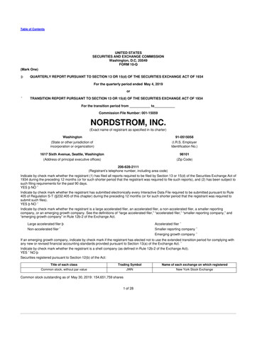 Thumbnail Nordstrom 10-Q Quarterly Report FY2019 