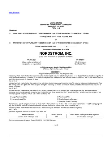 Thumbnail Nordstrom 10-Q Quarterly Report FY2019 