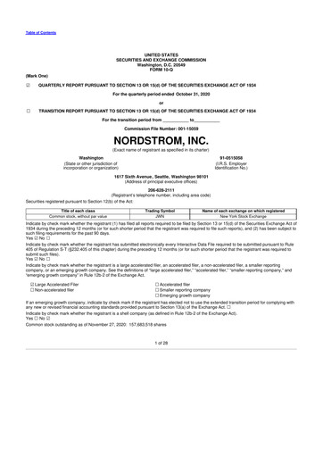 Thumbnail Nordstrom 10-Q Quarterly Report FY2020 