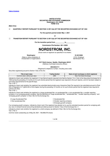 Thumbnail Nordstrom 10-Q Quarterly Report FY2021 
