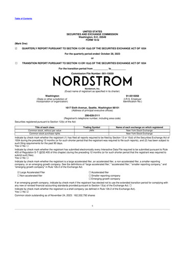 Thumbnail Nordstrom 10-Q Quarterly Report FY2023 