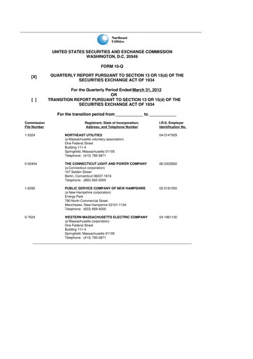 Thumbnail Eversource Energy 10-Q Quarterly Report FY2012 
