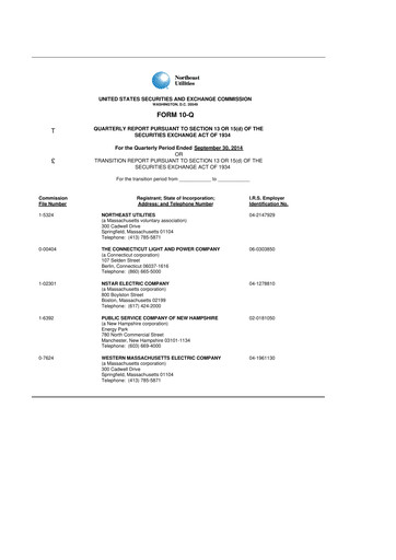 Thumbnail Eversource Energy 10-Q Quarterly Report FY2014 