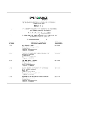Thumbnail Eversource Energy 10-K Annual Report 2015