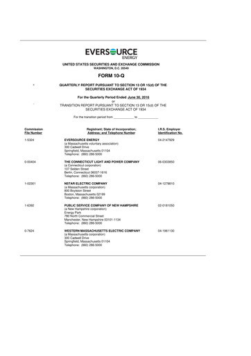 Thumbnail Eversource Energy 10-Q Quarterly Report FY2016 